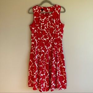 Talbots Red Floral A-Line Dress